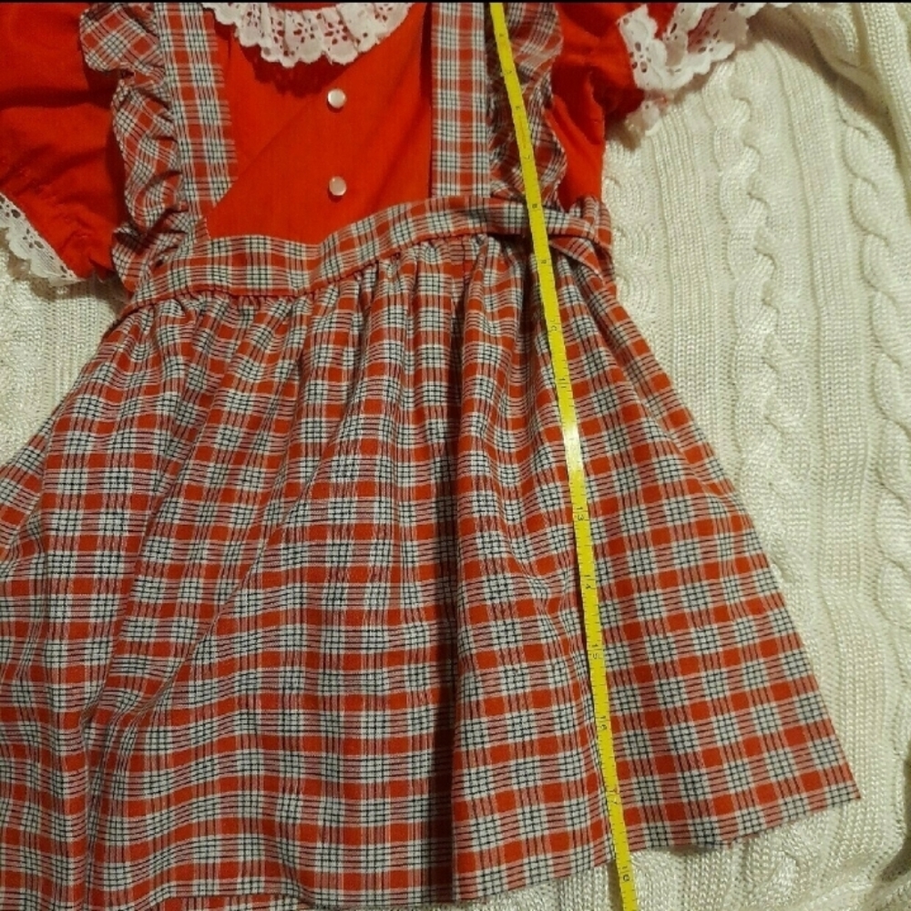 🎄 Host Pick Christmas Pinafore Dress Plaid Eyelet Red 🎄 - Picture 6 of 6